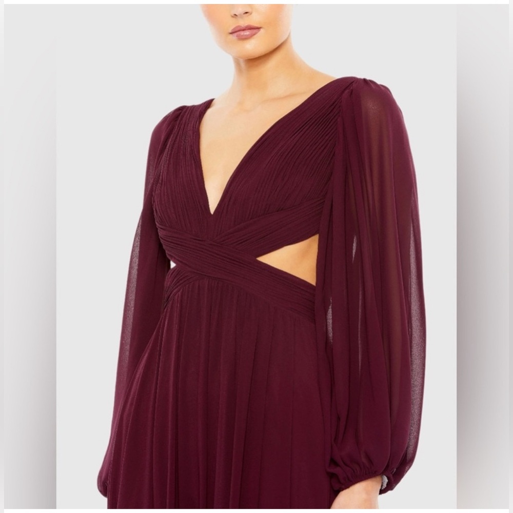 Mac Duggal Deep Wine Long Sleeve Dress